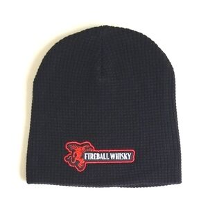 Fireball Whiskey Black and Red Knit Beanie Cap with Logo